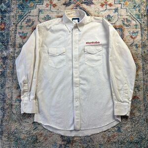 Vintage Wrangler Manitoba White Button-up Shirt Size XL